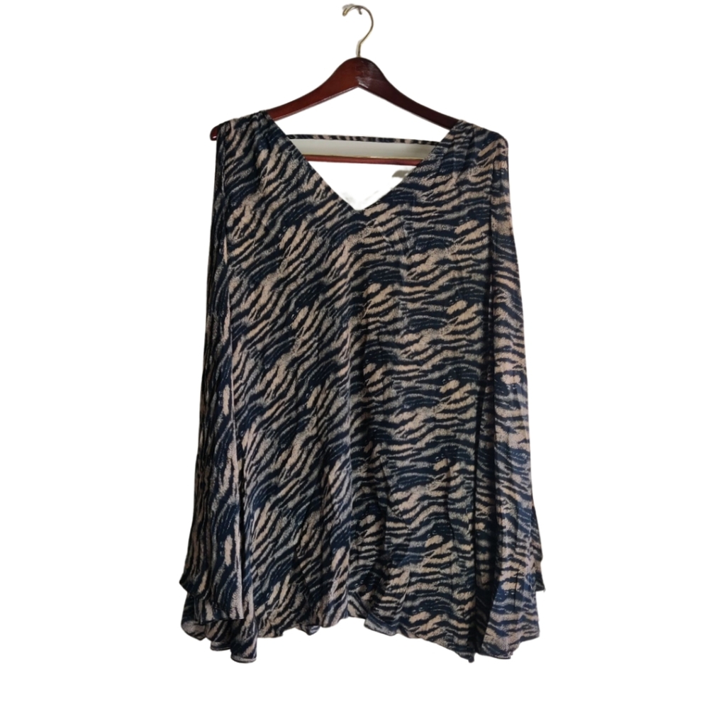 JAYGODFREY Silk Animal Print Open Shoulder Blouse